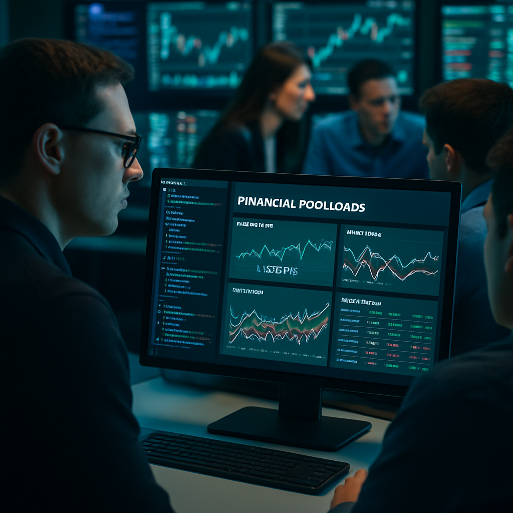 A modern financial monitoring room with advanced technology, showcasing live data analysis for betting